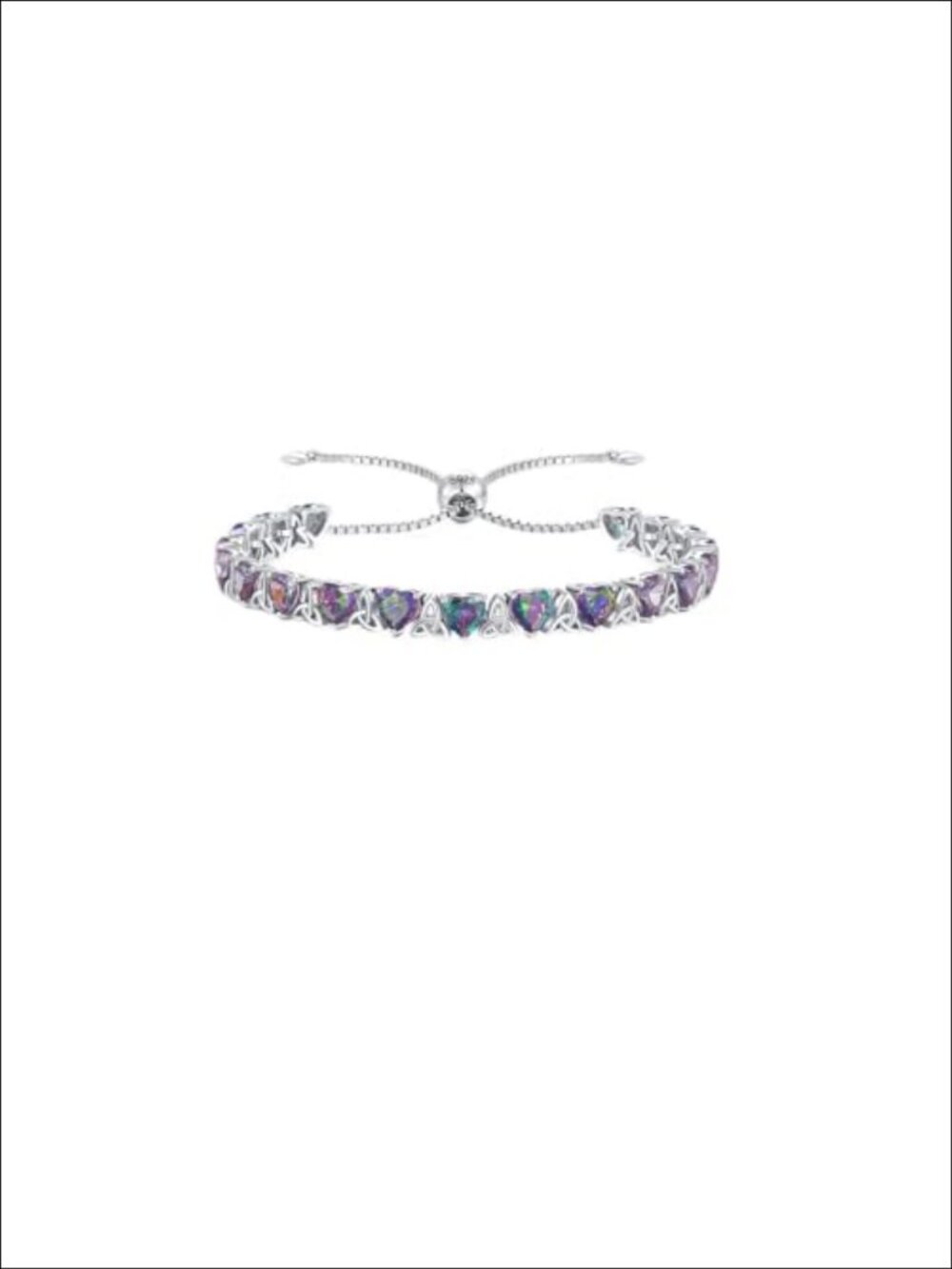 925 Sterling Silver Alexandrite Tennis Bracelet Adjustable 6-8 Inch